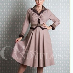 Miss candyfloss Cailin-Sadie faux fur trimmed swing dress